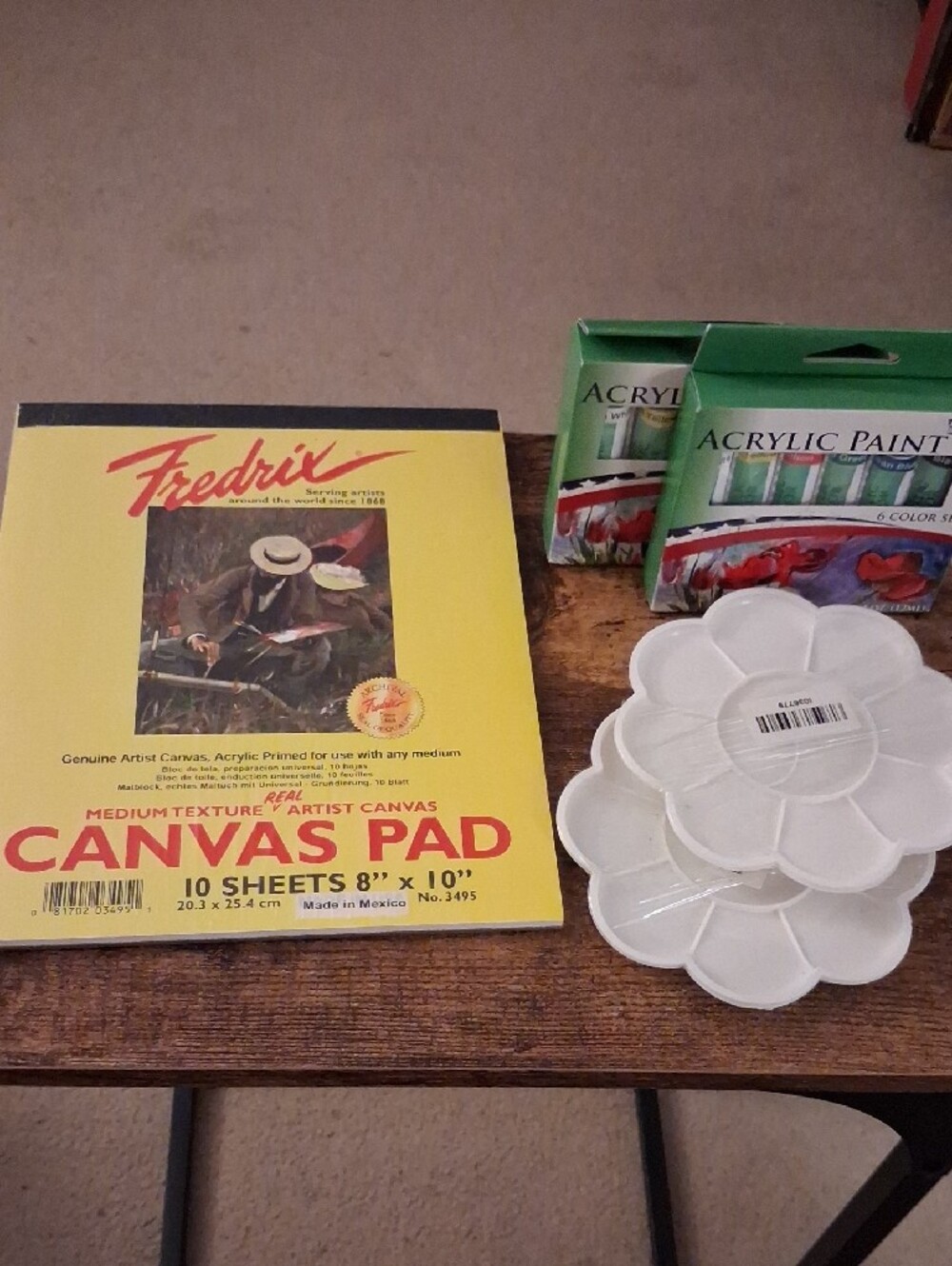 Art Supplies - Canvas Pad Acrylic Paints Plastic Pallets